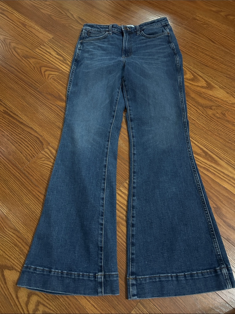 Wrangler Retro Western Boho Flare Trouser Med Wash Stretch Denim Size 29x32